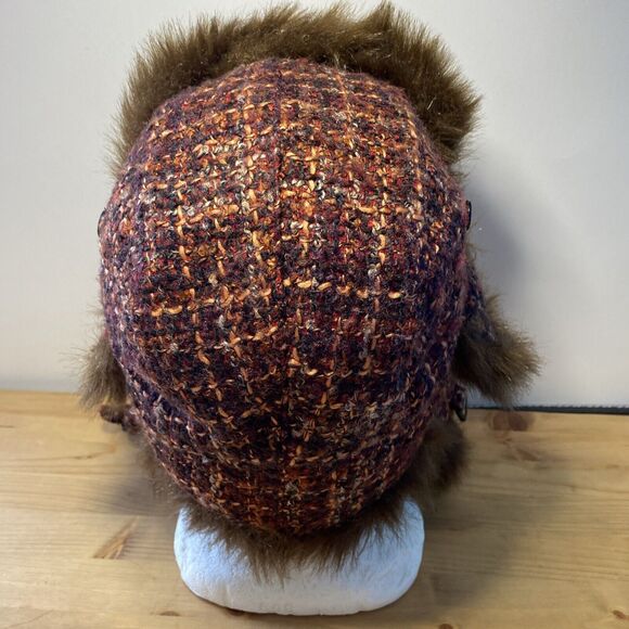 San Diego Hat Co. Ear Flap Hat Brown Wool Boucle w Faux Fur Trim 'Air Maui' OS - Picture 4 of 9